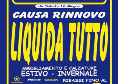 Liquidazione totale per rinnovo locali.